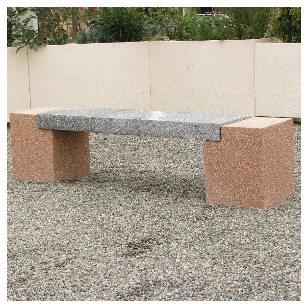 banquette beton peuplier pieds gravillons lame granit