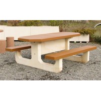 Table octogonale mixte marron bois et blanc