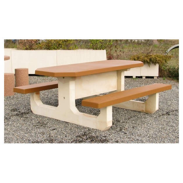 Table octogonale mixte marron bois et blanc