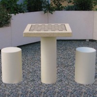 Table de jeux echecs et dames finition blanc naturel