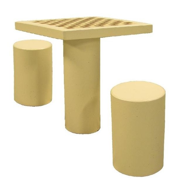 Table de jeux echecs et dames finition couleur ivoire