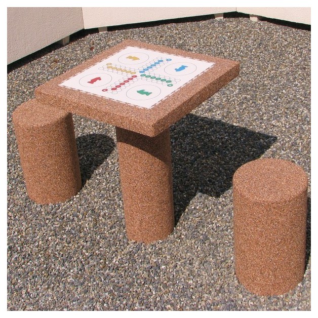 Table de jeux (Petits Chevaux) finition gravillon
