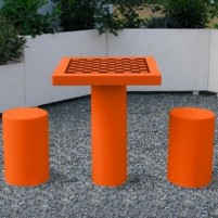 Table de jeux echecs et dames finition couleur orange