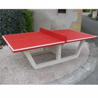 Table ping pong en beton avec plateau rouge