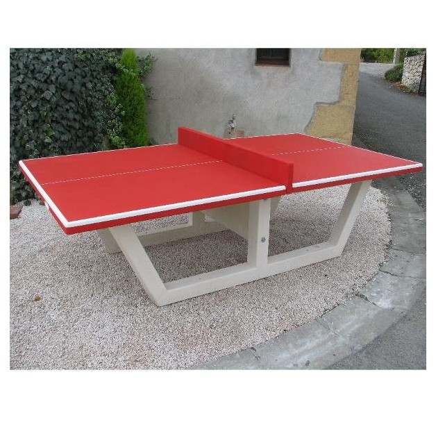 Table ping pong en beton avec plateau rouge