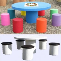 Table pique nique enfants en béton avec coussins