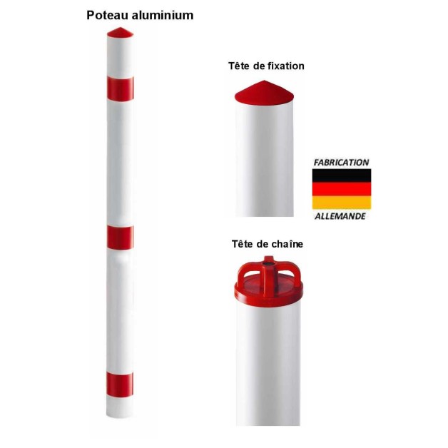 Poteau de ville en aluminium Ø 60 mm tête pyramide ou tête de chaine