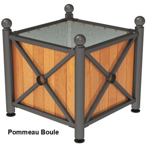 Bac à palmier acier et bois pommeau Boule