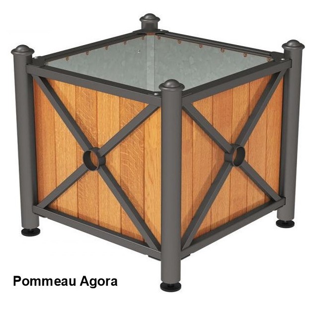 Bac à palmier acier et bois pommeau Agora
