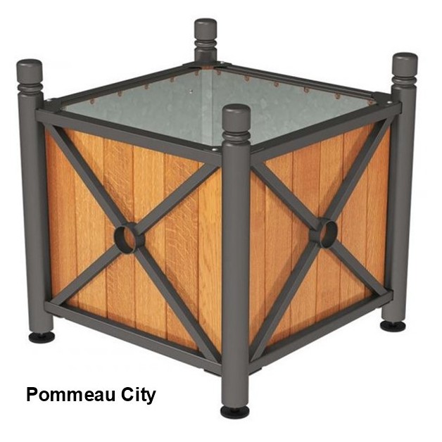 Bac à palmier acier et bois pommeau City