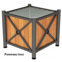 Bac à palmier acier et bois pommeau Inox