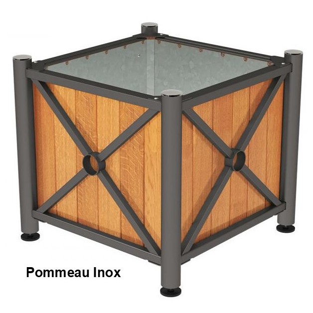Bac à palmier acier et bois pommeau Inox