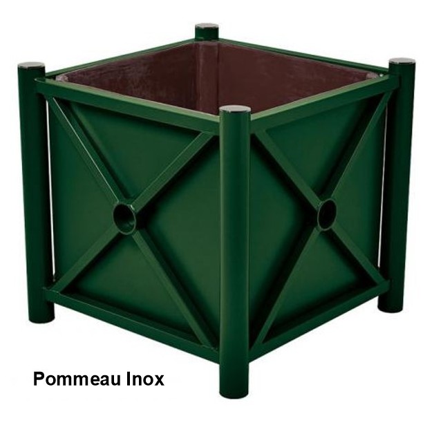 Bac à palmier acier pommeau inox ral 6005