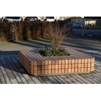 Banquette carrée Modulo Green autour de sa jardinière