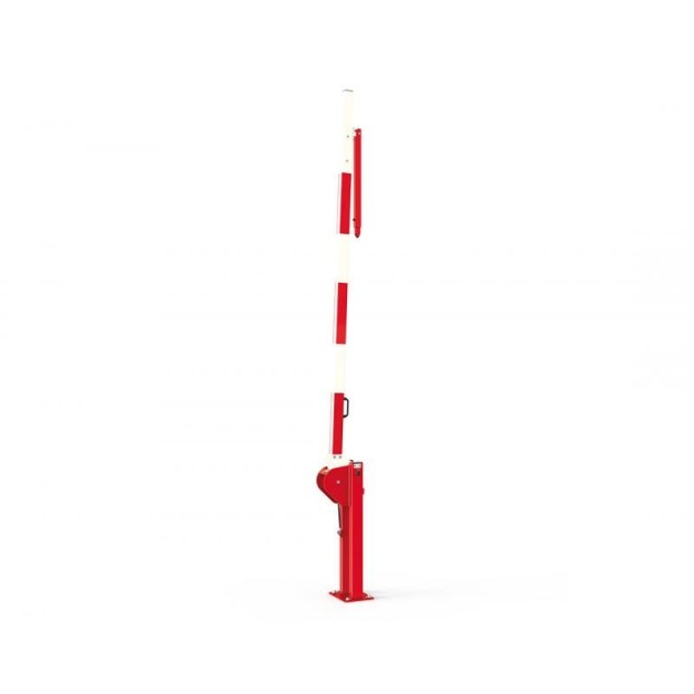Barrière levante avec vérin intégré permettant de compenser le poids de la lisse et d’en faciliter son usage rotation sur un axe
