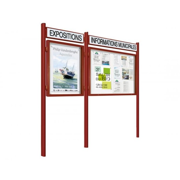 Poteau équipé d'une vitrine 1000 avec poteaux Quatro