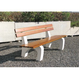 Banc en béton avec lames de bois