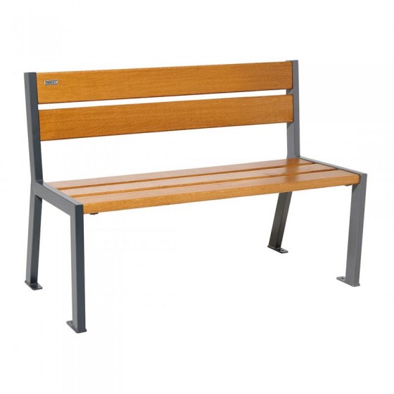 Banc Silaos 5 lames acier et bois longueur 1200 mm gris procity