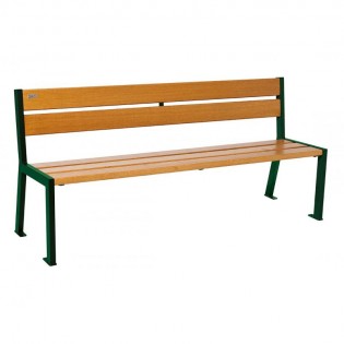 Banc Silaos 5 lames acier et bois longueur 1800 mm sans accoudoirs