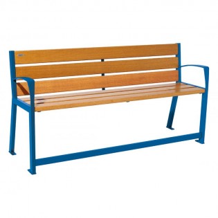 Banc Silaos senior finition chêne clair 1800 mm acier bleu RAL 5010