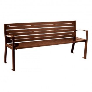 Banc silaos acier 6 lames avec accoudoirs aspect corten