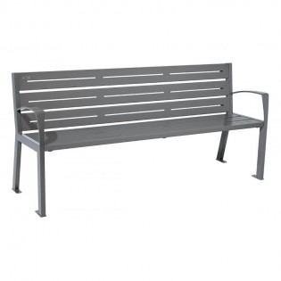 Banc silaos acier 6 lames avec accoudoirs gris procity