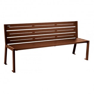 Banc silaos acier 6 lames sans accoudoirs aspect corten