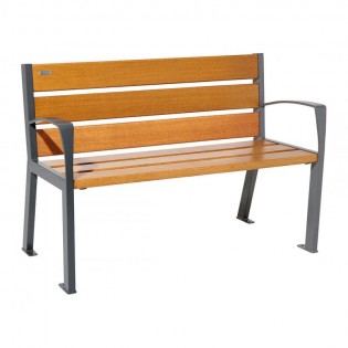 Banc silaos 6 lames 1200 mm avec accoudoirs finition chêne clair structure gris procity