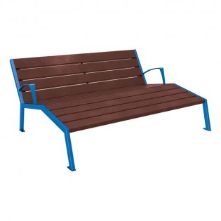 Chaise longue Silaos en acier et plastique recyclé acier bleu RAL 5010