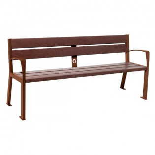 Banc Silaos 5 lames en acier et plastique finition aspect corten