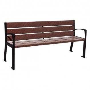 Banc Silaos 6 lames acier et plastique finition noir RAL 9005