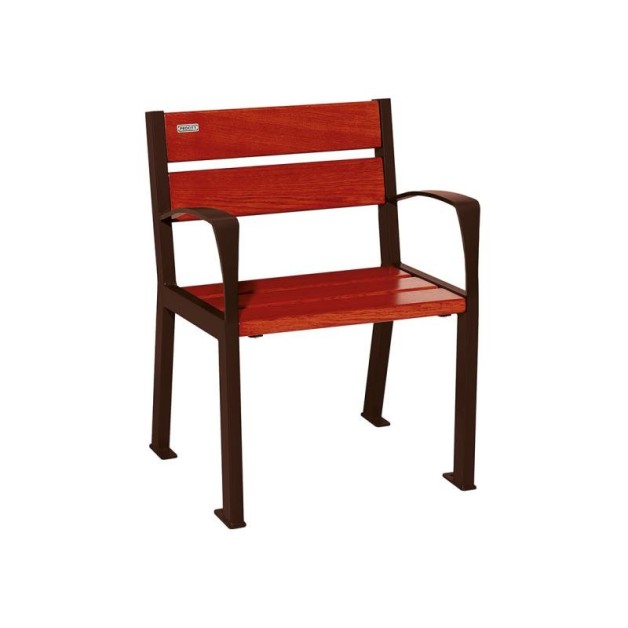 Fauteuil assise et dossier acajou acier aspect corten