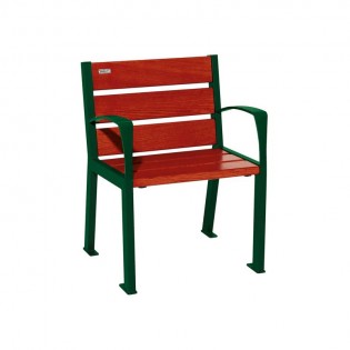 Fauteuil Silaos 6 lames acajou finition vert