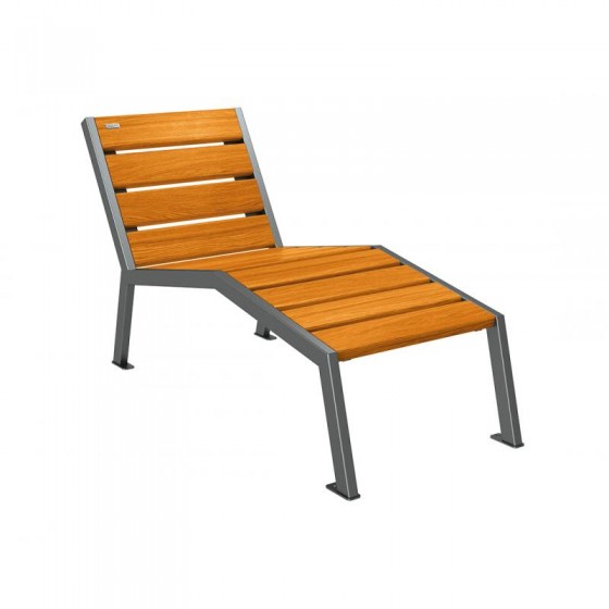 Chaise longue 1 place bois chêne clair finition acier gris procity