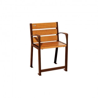 Fauteuil bois acier senior chêne clair acier aspect corten