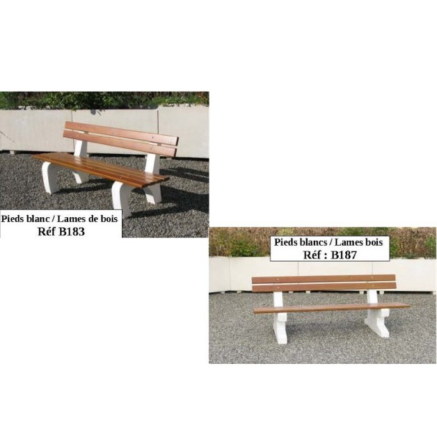 Banc béton lames et dossier en bois